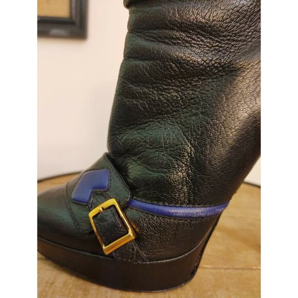 Alexander Mcqueen Leather Buckle Stiletto Ankle Boots Black $2200 Size 37 US 7 - Picture 8 of 11